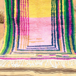 Yellow Moroccan Custom rug Moroccan Woolen carpet New Azilal rug Boujaad style New Boujaad rug Blue Berber rug imagen 3