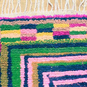 Yellow Moroccan Custom rug Moroccan Woolen carpet New Azilal rug Boujaad style New Boujaad rug Blue Berber rug imagen 8