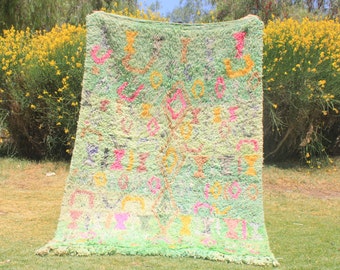 Custom Boujad Rug: Handmade Moroccan Wool Carpet, Abstract Multicolored Design