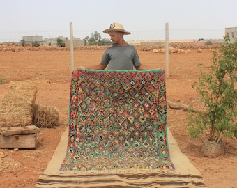 Colorful Moroccan Rug, Custom Fabulous Boujad Rug, Abstract Multicolored Carpet, Handmade Moroccan Rug, Bohemian rug