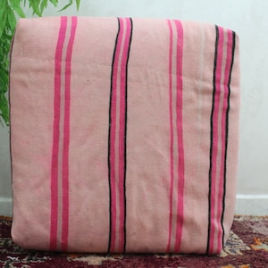 Vintage Pink Moroccan Kilim Pouf: Wool Floor Cushion + 2 Pillows