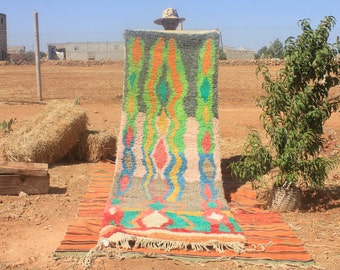 Custom runner, Boujad Rug, Abstract Multicolored Carpet, Berber Runner rug, Sheep Wool rug, Vintage Morocco runner, Entryway rug, Stairs rug