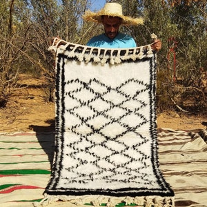Handmade Beni Ourain Wool Rug: Authentic Moroccan Berber Carpet