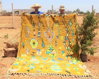 custom moroccan yellow rug - authentic moroccan rug - berber carpet - genuine wool rug - handmade rug