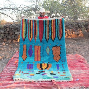Custom Fabulous Boujad Rug, Authentic Moroccan Rug, Azilal rug, Abstract Multicolored Carpet, Handmade Moroccan Rug, Bohemian rug