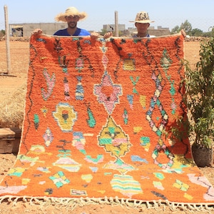 Custom Orange Moroccan Rug: Handmade Wool Berber Carpet
