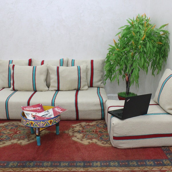 Moroccan sofa, Moroccan Floor sofa, Moroccan floor couch, set of floor sofa pillows  pouf, floor pillows, floor pouf