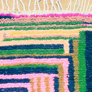 Yellow Moroccan Custom rug Moroccan Woolen carpet New Azilal rug Boujaad style New Boujaad rug Blue Berber rug imagen 9