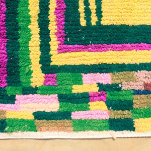 Yellow Moroccan Custom rug Moroccan Woolen carpet New Azilal rug Boujaad style New Boujaad rug Blue Berber rug imagen 6