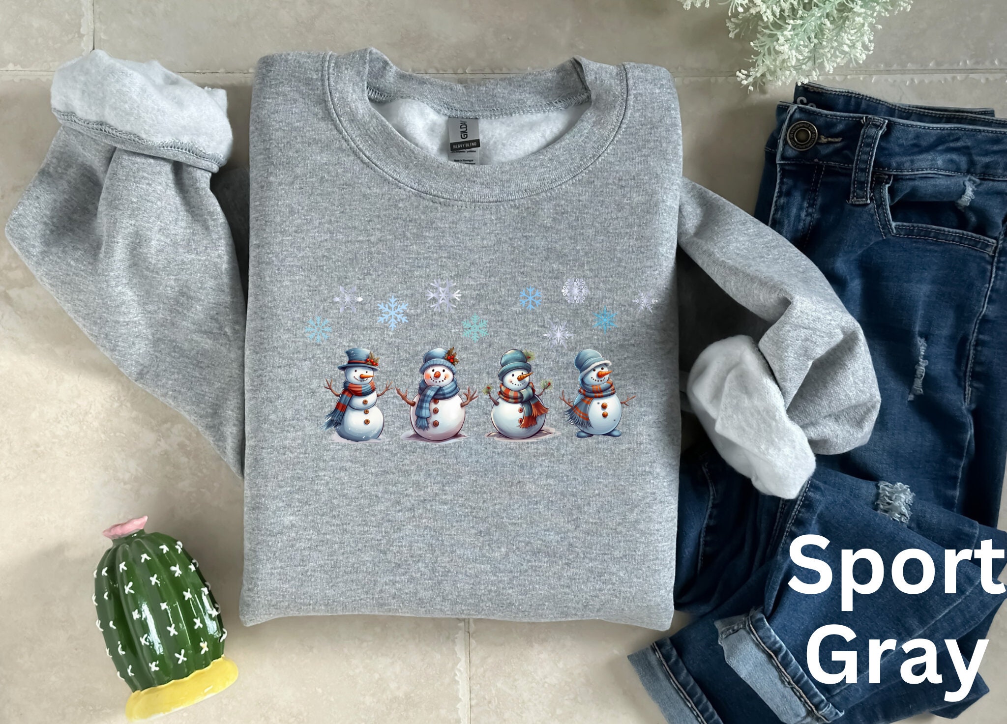 Snowman Print Stand Collar Sweatshirt