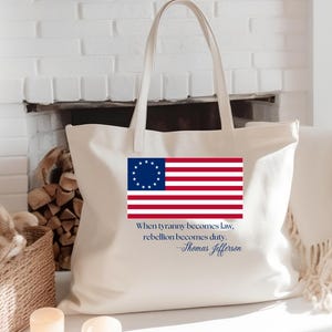 Descendant of a Patriot Shopping Tote Custom Tote Bag for the Daughters of the American Revolution or Sons of the American Revolution
