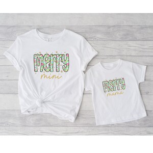 Mama and Mini Christmas Shirts, Mommy and Me Christmas Matching Shirts, Merry Christmas Mama Tee, Mom and Daughter Gifts, Cute Coquette Tee