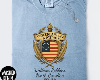 Custom DAR Chapter Shirt, Sons & Daughters of the American Revolution Heritage Tee, Personalized DAR SAR Tshirt, Descendant of a Patriot Tee