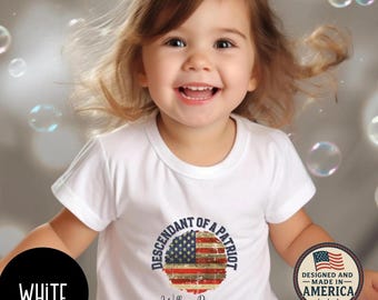 Custom Descendant of a Patriot Youth Shirt, Custom Personalized Daughters of the American Revolution Sons of the American Revolution