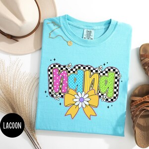 Comfort Colors® Nana Shirt, Coquette Nana Shirt With Checkerboard, Cute Gift for Nana, Mother&#39;s Day Gift, Grandmother Grandma Gift
