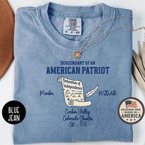 Custom Descendant of a Patriot TShirt, Daughters of the American Revolution or Sons of the American Revolution Shirt, DAR Shirt, SAR Shirt