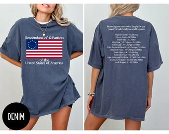 Custom Descendant of Multiple Patriots Shirt, Personalized DAR SAR Revolutionary War Ancestor Tee, Honor Multiple Patriot Ancestors