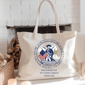 Custom Descendant of a Patriot Shopping Tote Custom Tote Bag for the Daughters of the American Revolution or Sons of the American Revolution