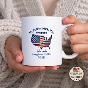 Custom Descendant of a Patriot Coffee Mug Custom Personalized Daughters of the American Revolution Sons of the American Revolution