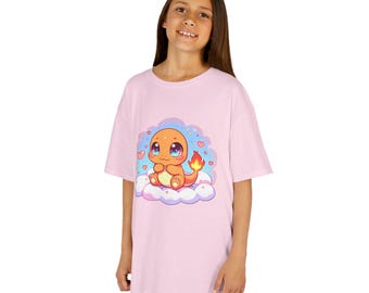 Bonita camiseta infantil de Charmander, divertida y divertida para niños y niñas, regalo de cumpleaños, ropa informal kawaii, diversión para todos los días.