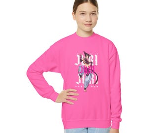 Youth Street Fighter Juri Crewneck Sweatshirt with Fun Design, Cozy Gift for Teens, Perfect for Birthdays, Everyday Wear, and Casual Outfits