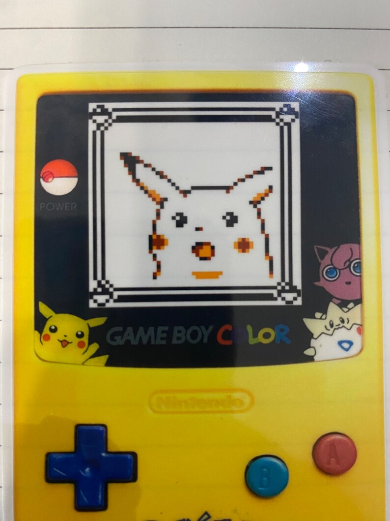 Pikachu Gameboy Color Rear Sticker Pokemon Gameboy Sticker Pixel Shocked Pikachu Decal Togepi Jigglypuff ...