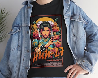 Camiseta gráfica de manga corta Chun Li, camiseta de Capcom Street Fighter, regalo para gamer