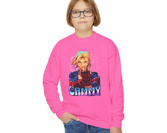 Youth Crewneck Sweatshirt - Cammy Design, Gamer Apparel, Streetwear, Birthday Gift, Video Game Merchandise, Casual Wear