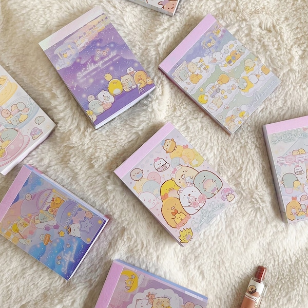 Kawaii Japanese Mini Memo 100 Sheet Stationery Pad, Cute Character Mini Notepads, Small Memo Pads