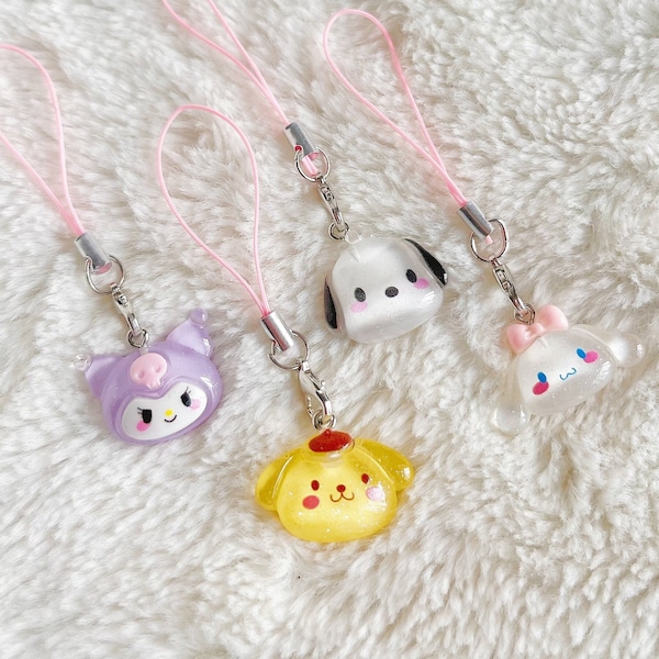 Kawaii Kitty and Friends Charms, Cute Japanese Cartoon Keychains/Keyrings, Anime Character Accessory, Cat/Puppy/Rabbit/Kitty/Dog Animals