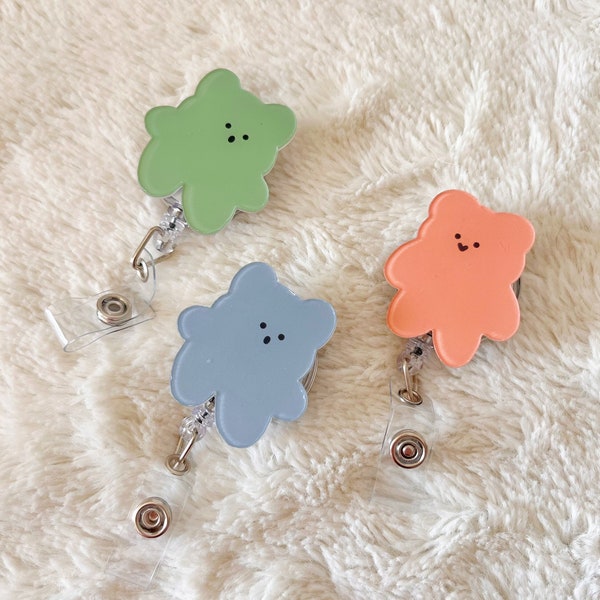 Kawaii Simple Bear Reel, Cute Animal Badge Holder, Hospital Badge Tag, Gummy Bear Badge Reel, Japanese Anime Cartoon Reel