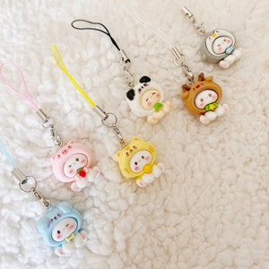 Kawaii Bear Phone Charm, Cute Teddy Keychain, Pastel Cat Charm, Kawaii Accessories, Gift/Present Ideas for Her, Matching Friendship Charm