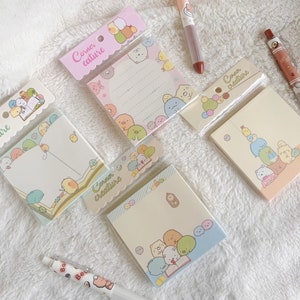 Kawaii Japanese Memo Square 50 Sheet Stationery Pad, Cute Character Notepads, Square Memo Pads