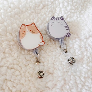 Cat Badge Reel, Kawaii Kitty Badge Reel, Cute Animal Badge Holder, Hospital Badge Tag, Japanese Anime Cartoon Reel, Badge Reel Gift for Her