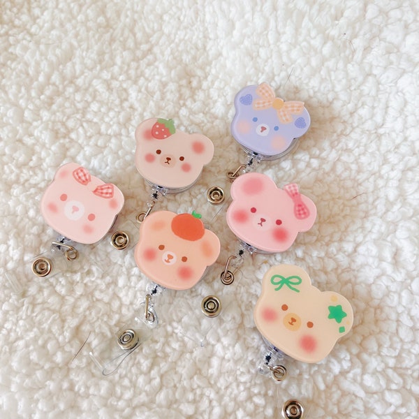 Kawaii badge reel, schattige dieren badge houder, ziekenhuis badge tag, Kuma Bear badge reel, Japanse anime cartoon reel, badge reel cadeau voor haar