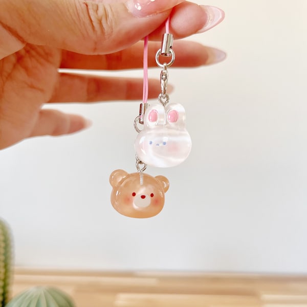 Kawaii Animal Keychain, Cute Bunny Keychain, Adorable Teddy Phone Charm, Kawaii Accessories, Sanrio Characters, Jelly Charm