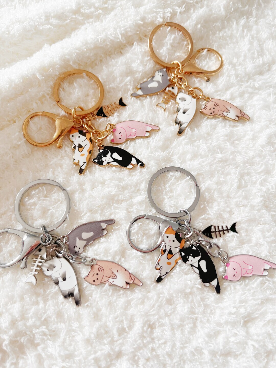 Cute Cat Keychain, Cute Cartoon Kitty Keychain, Kawaii Keyring, Cute Keyring Gifts, Purse Bag