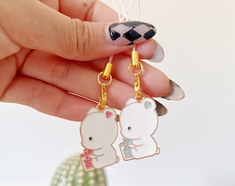 Cute Boba Bear Phone Charm, Teddy Bear phone charm, cute kuma decor, matching friendship charms, cute milk tea accessory, kawaii charms