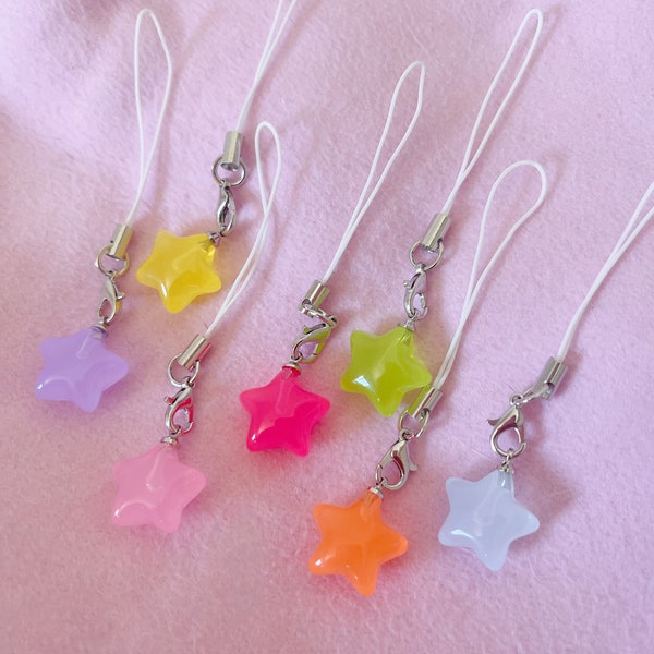 Kawaii Stars Phone Charm, Cute Jelly Star Keychain, Dainty Simple Phone Charms, Kawaii Accessory, Matching Friendship Charms