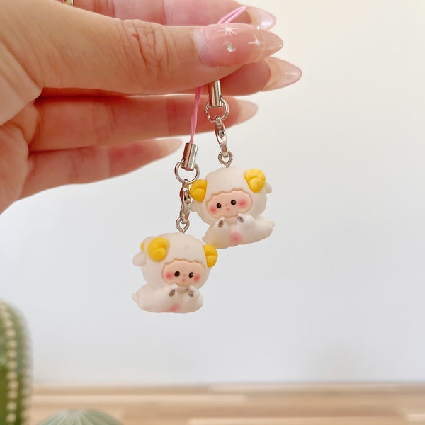 B GRADE - Lamb Charm, Lambchop Cute Keychain, Kawaii Animal Keychain, Phone charm cute, Sheep Decor gift for her, gift farm animal