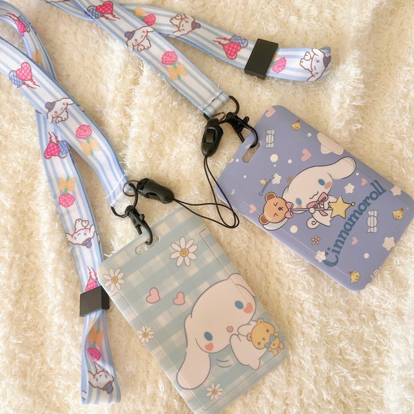 Cute Landyard Card Holder, Kawaii ID Badge Holder, Japanese Chibi Cartoon Anime Wallet, Puppy ID Badge Holder, Bank/Bus Card