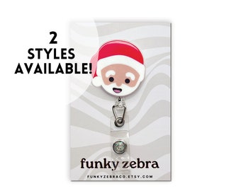 Santa Badge Reel // Black Santa Badge Reel // Christmas Badge Reel // Teacher Gift // Nurse Gift // Cute Badge Reel // Fun Badge Reel