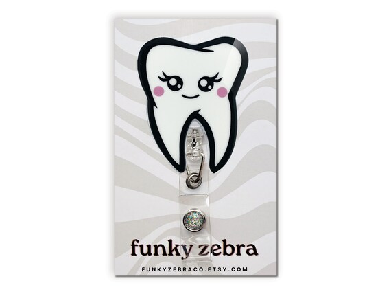 Kawaii Tooth Badge Reel // Dental Hygienist Gift // Dentist Badge Reel //  Dentist Gift // Cute Tooth Badge Reel 