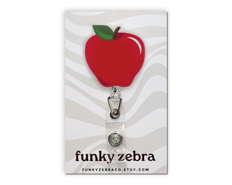 Red Apple Badge Reel // Teacher Badge Reel // Teacher Gift // Fun Cute