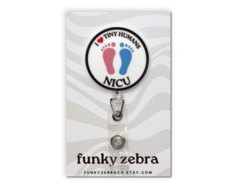 Tiny Humans Badge Reel // NICU Nurse Badge Reel // NICU Nurse Gift // Baby Nurse Gift // Baby Footprints Badge Reel // Cute Nurse Badge