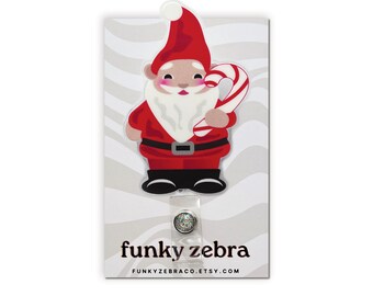 Santa Gnome Badge Reel // Cute Christmas Badge Reel // Fun Teacher Christmas Gift // Christmas Gift for Nurse // Quirky Christmas
