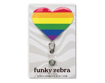 Rainbow Pride Heart Badge Reel // Gay Pride LGBTQ Badge Reel // Pride Gift // Nurse Gift // Teacher Gift // OT Gift //