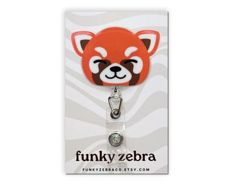 Kawaii Red Panda Badge Reel // Firefox Badge Reel // Cute Animal Badge Reel // Teacher Gift // Peds Nurse Gift // Fun Badge Reel