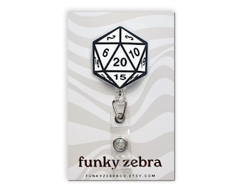 D20 Badge Reel // Geek Gift // Teacher Gift // Nurse Gift // D and D // Geek Badge Reel // Gamer Gift