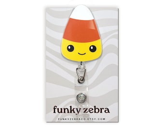Kawaii Candy Corn Badge Reel // Halloween Badge Reel // Cute Halloween // Nurse Gift // Teacher Gift